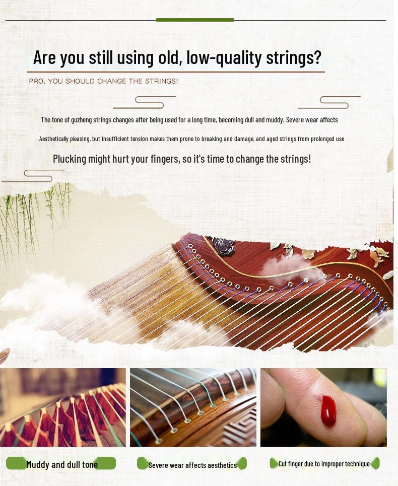 Alice AT80M-S Guzheng Strings Set, Bright Tone, 1-21 Strings