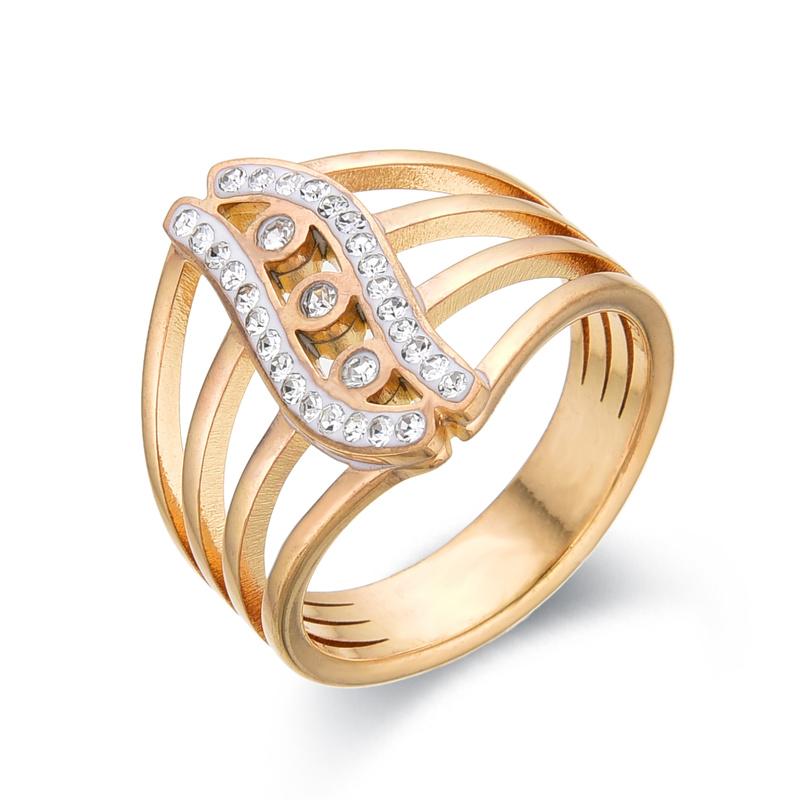 FYSARA New Trendy Waterproof Cubic Zirconia Stainless Steel Rings Retro Eye Style Finger Ring Chic Hollow Zircon for Women Gift