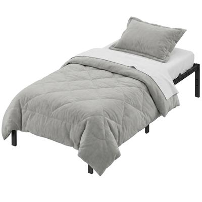 Single Bed Frame 90 X 200 Cm Metal Bed Frame Underbed Storage Modern Guest Bed Easy Assembly Ink Black RMB132B01