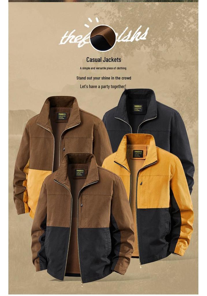 Trendy Plus Size Retro Color Block Workwear Jacket with Lapel