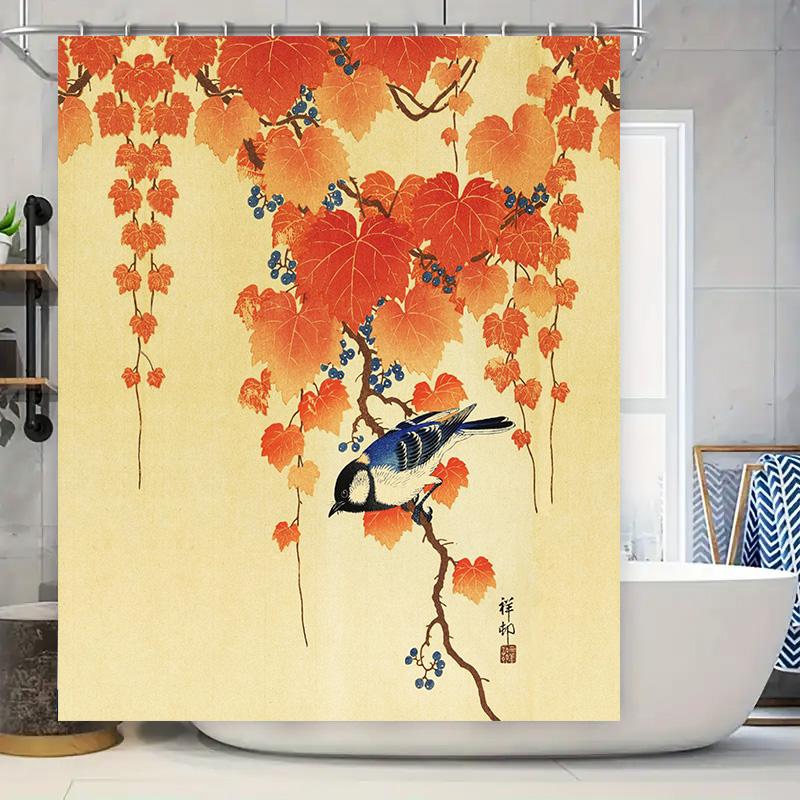 

Vibrant Floral Print Shower Curtain Rustic Autumn Decor for Bathroom Accessories Set in Multiple Sizes 90x180cm