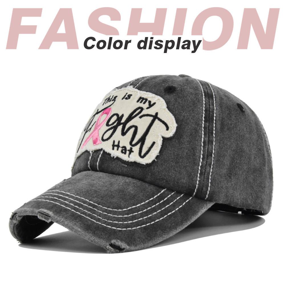 Retro Cotton Baseball Cap With Embroidered Flower And Distressed Brim For Sun Protection