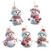 5Pcs Cute Cartoon Snowman Ornaments Acrylic Hanging Decor for Christmas Tree Car Rearview Mirror Holiday Home Display Decorations