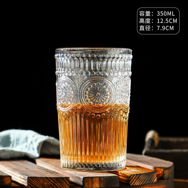 Vintage Reliefglasbecher Wein Kaffee Cocktail Milch Saft Trinken Transparent Teetasse Homeworld Küche Wasserbecher 2025 Neu