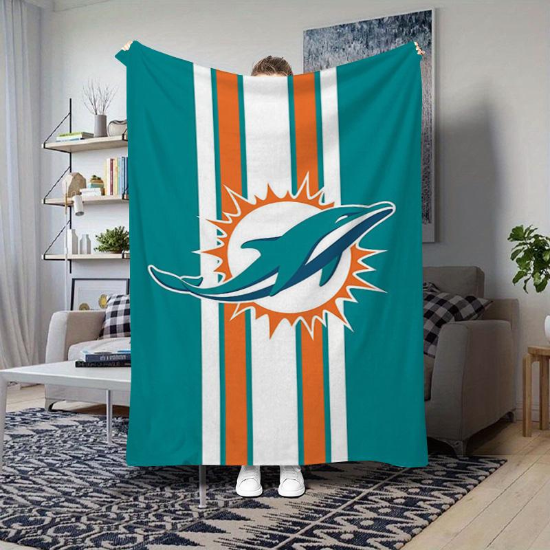 Vintage Miami Dolphins Team Logo Blanket Home Decor Soft And Comfortable Bedroom Sheet Outdoor Plush Blanket