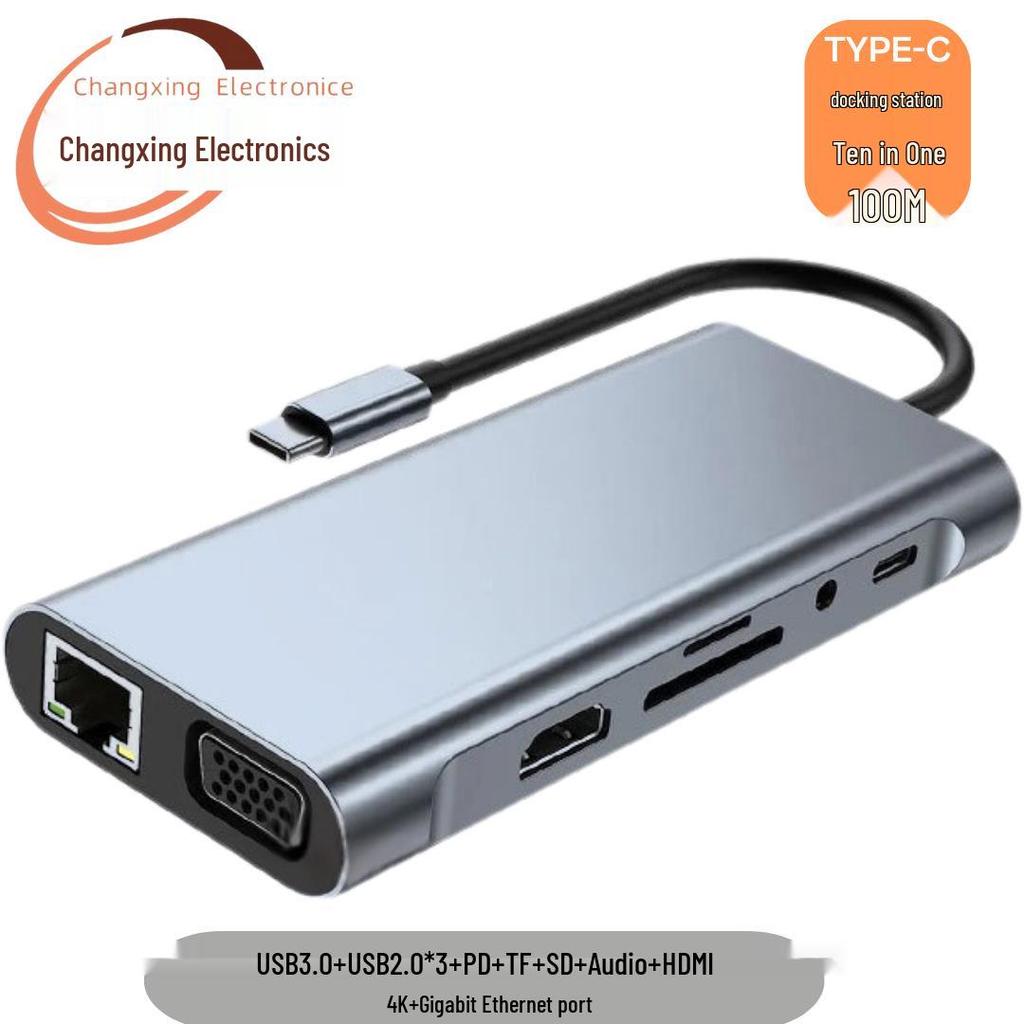 8-in-1 Type-C Hub: Multifunctional Card Reader & USB Network Expansion Dock