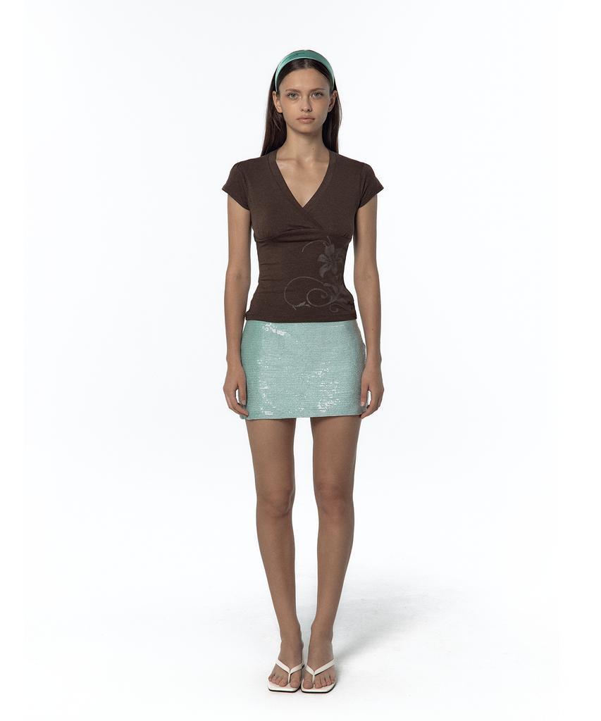 Kasiko Spangle Mini Skirt Mint