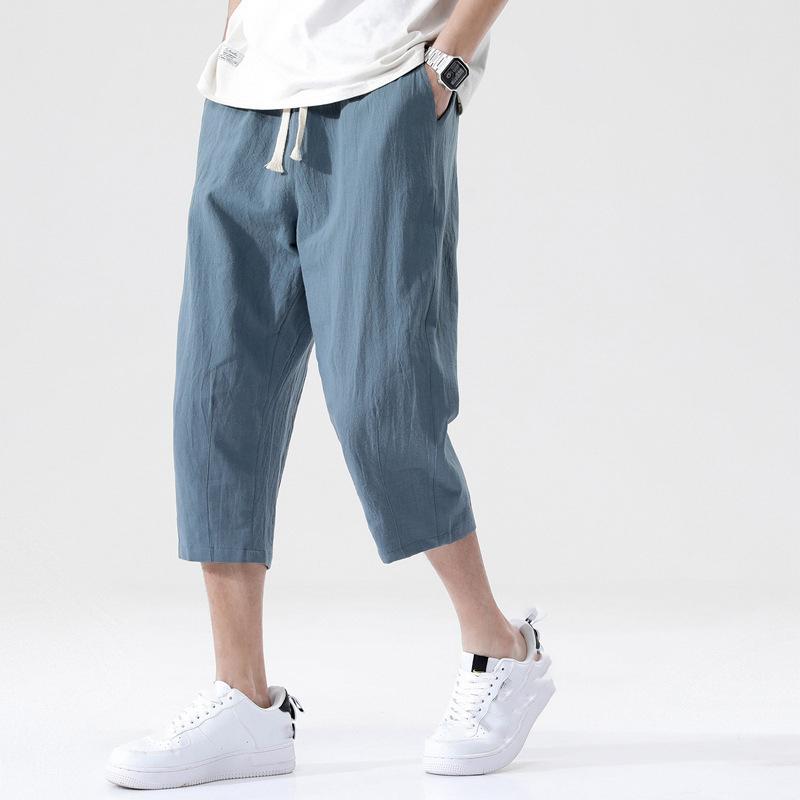 Summer Casual Linen Short Pants Cotton Straight Men's Lightweight Shorts Beach Short Pants
