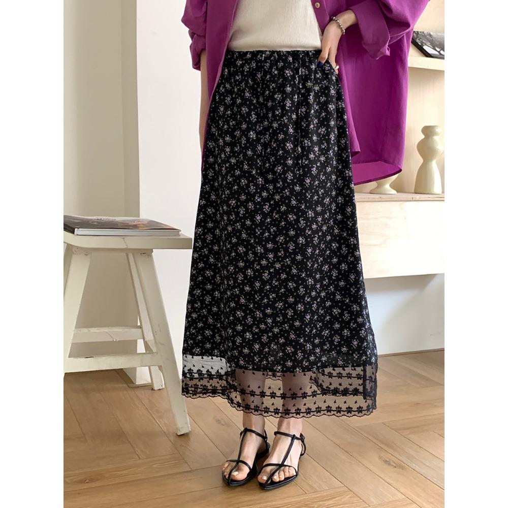 

Винтажная кружевная юбка с цветочным узором для женщин M чёрный