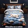 Conjunto de Roupa de Cama de 3 Peças Tema Ursinho de Pelúcia, 1 Lençol de Cima e 2 Fronhas Roupa de Cama Personalizada para Casa