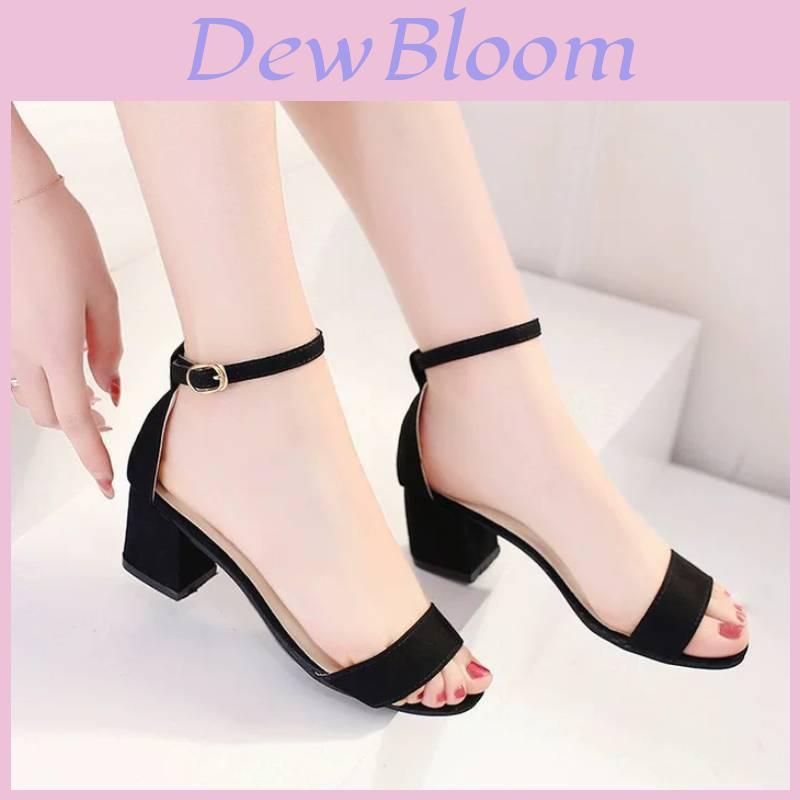 Ladies Casual High Heels With Ankle Strap And Nonslip Rubber Sole For Daily Wear