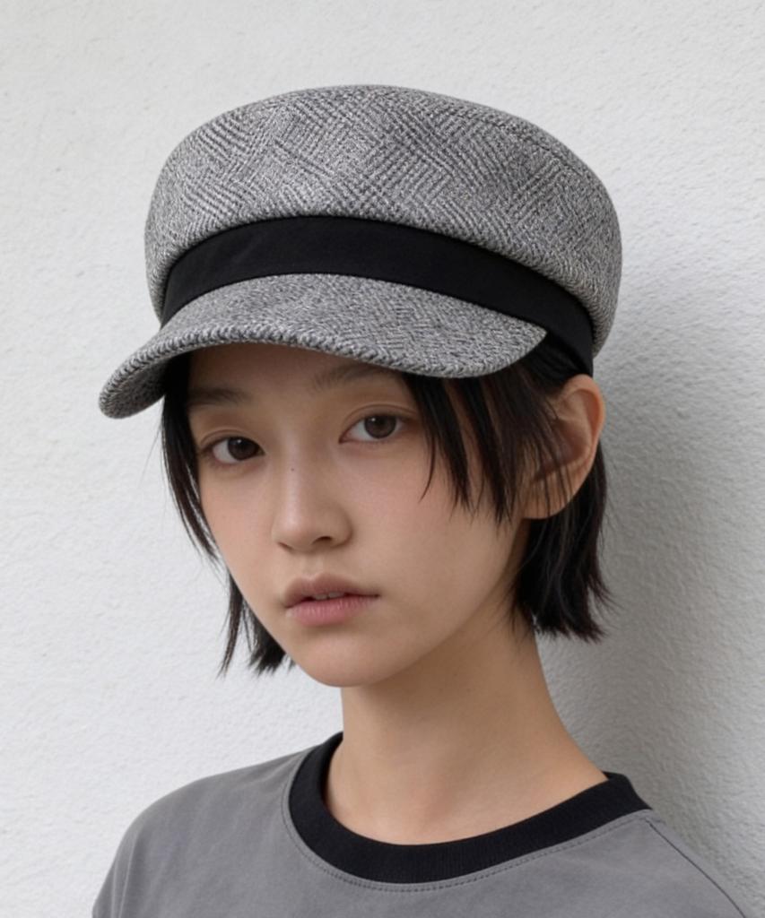 Eondeokeonteulolseutyudio Four Seasons Cotton Bellboy Cap Mariner / Cotton Hb / Line Black