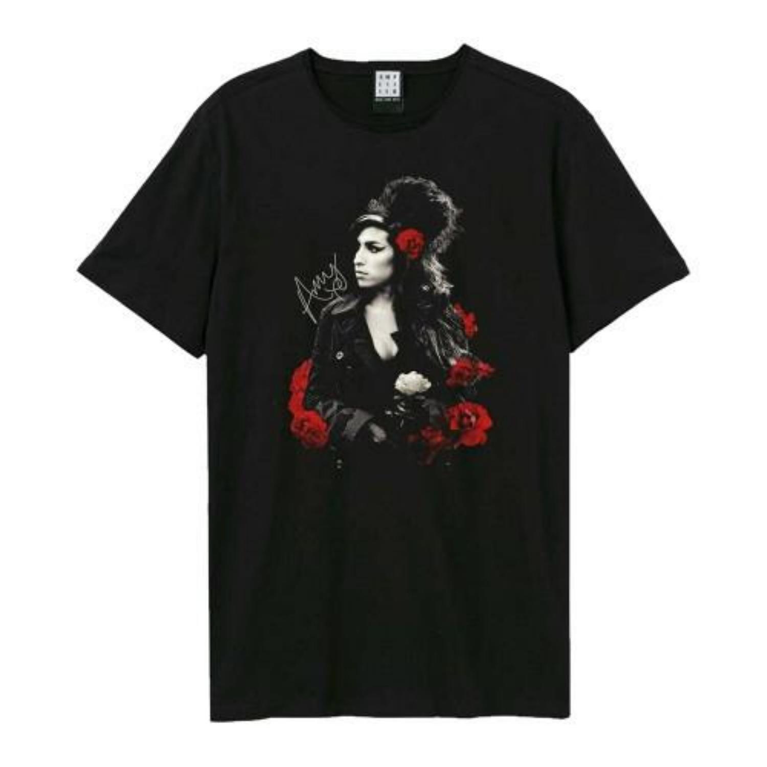 Amplified Unisex Adult Poses With Roses Amy Winehouse T-Shirt S