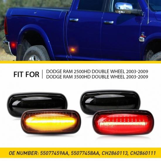 

4X For Dodge Ram 2500 3500 HD 03-09 LED Smoked Red Amber Side Marker Light EXV