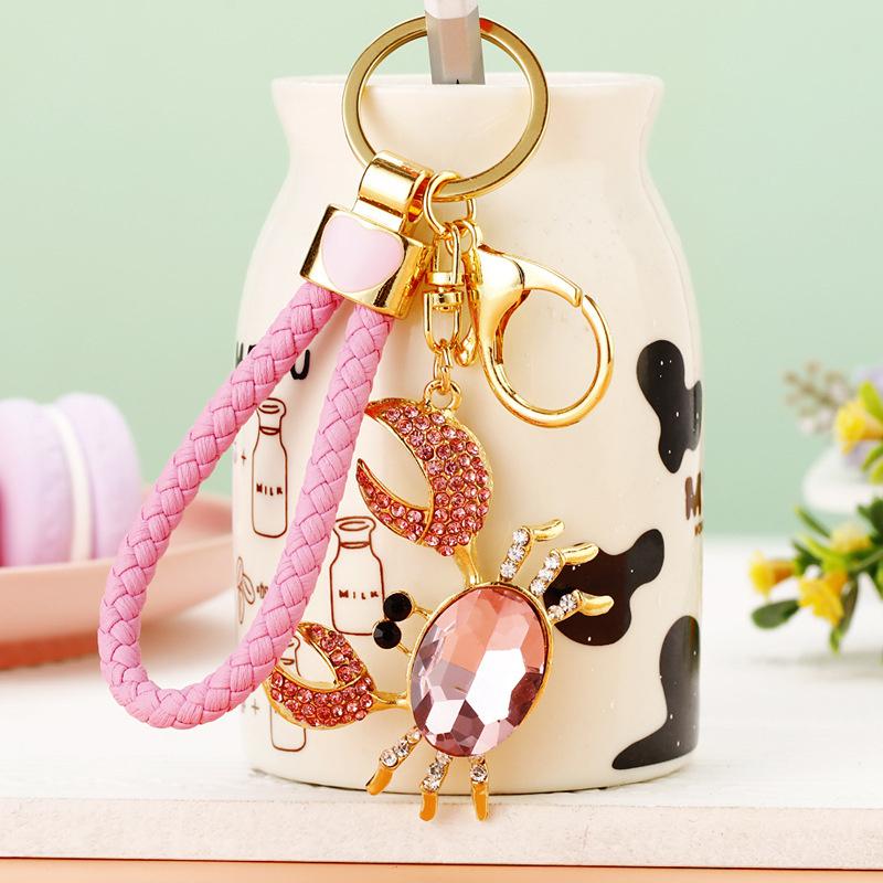 Cute Crab Charms Keychain for Women Men Gifts Jewelry Rhinestone Bag Decor Cartoon Animal Key Chain