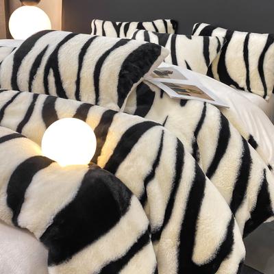 Light Luxury Zebra Pattern Four-piece Set Thickened Quilt Cover Bed Sheet