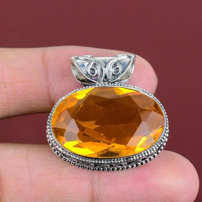 Faceted Citrine Pendant 925 Sterling Silver Pendant Vintage Pendant Natural Gemstone Jewelry Handmade Pendant Gifts For Mom Designer Jewelry