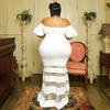 Plus Size Black Off Shoulder Ruffle Mesh Insert Bodycon Maxi Dress