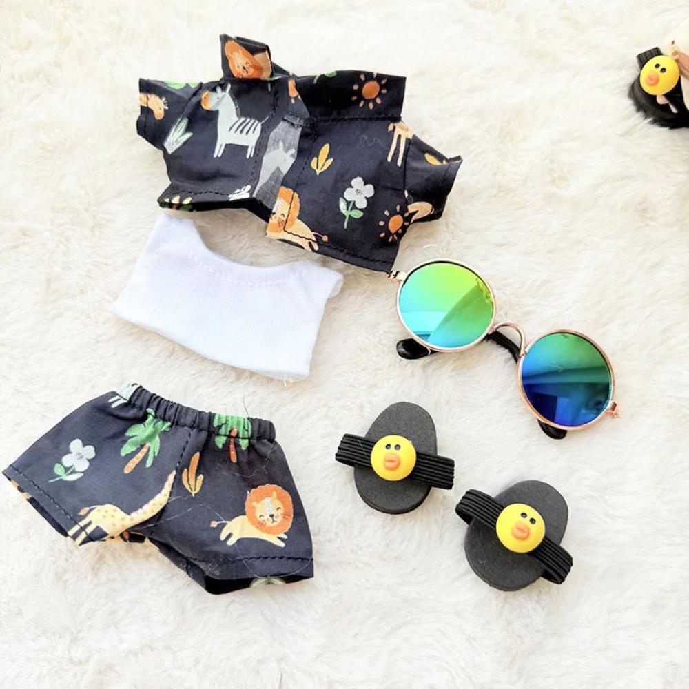 For 15/17cm Labubu Clothes summer Beach Suit Set labubu Doll BOY Seaside vacation clothing Outfit DIY replacement Accessories