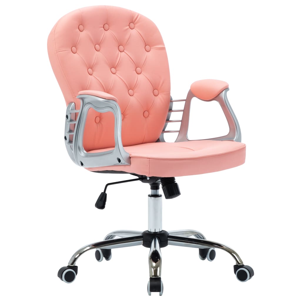 Office Swivel Chair In Pink Faux Leather