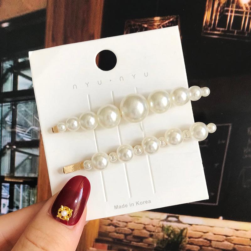 1 Set Geometric Flower Pearl Hair Clip Pin For Women Hairpins Fashion Acrylic Barrettes Hairgrips Hair Accessories Girls Jewelry