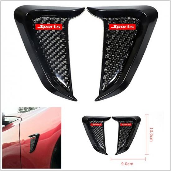 Carbon Fiber Car Side Fender Shark Air Vent Decor Wing Cover Trim Universal 2pcs