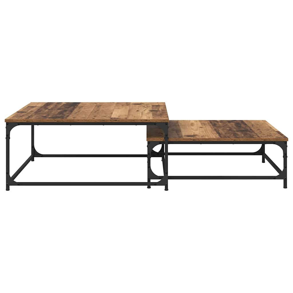 Coffee Table Set 2 pcs Reclaimed Wood Effect Wood Based Panel