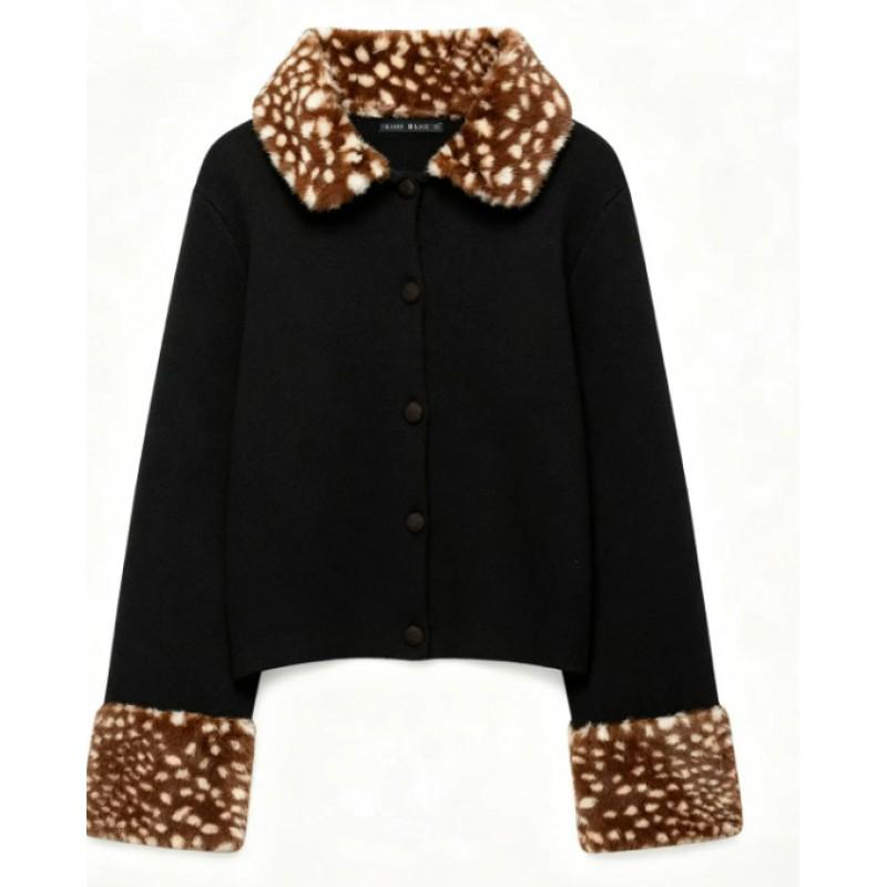 Womens French Fashion Casual Knit Jacket Short Length Long Sleeve Zip Front Regular Fit