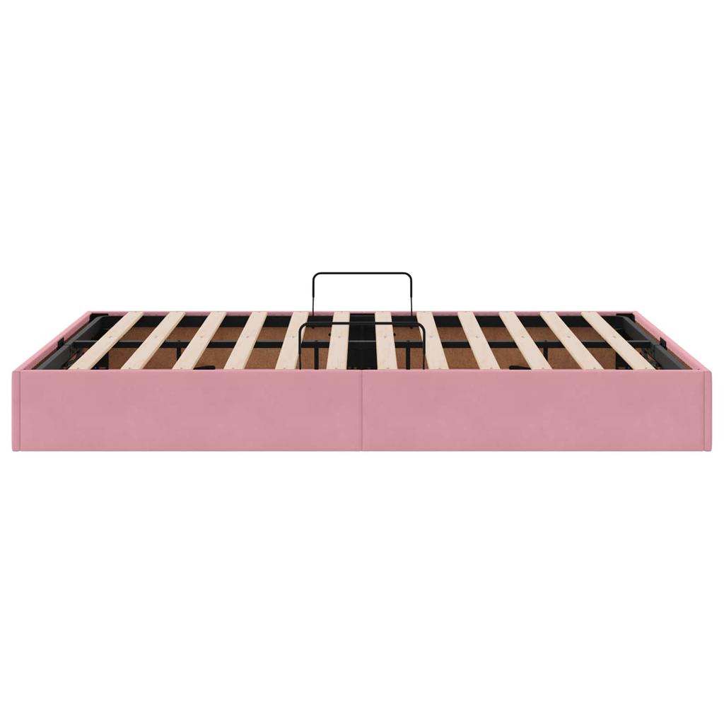 Ottoman Bed Frame with Storage Pink 140 X 200 Cm Velvet