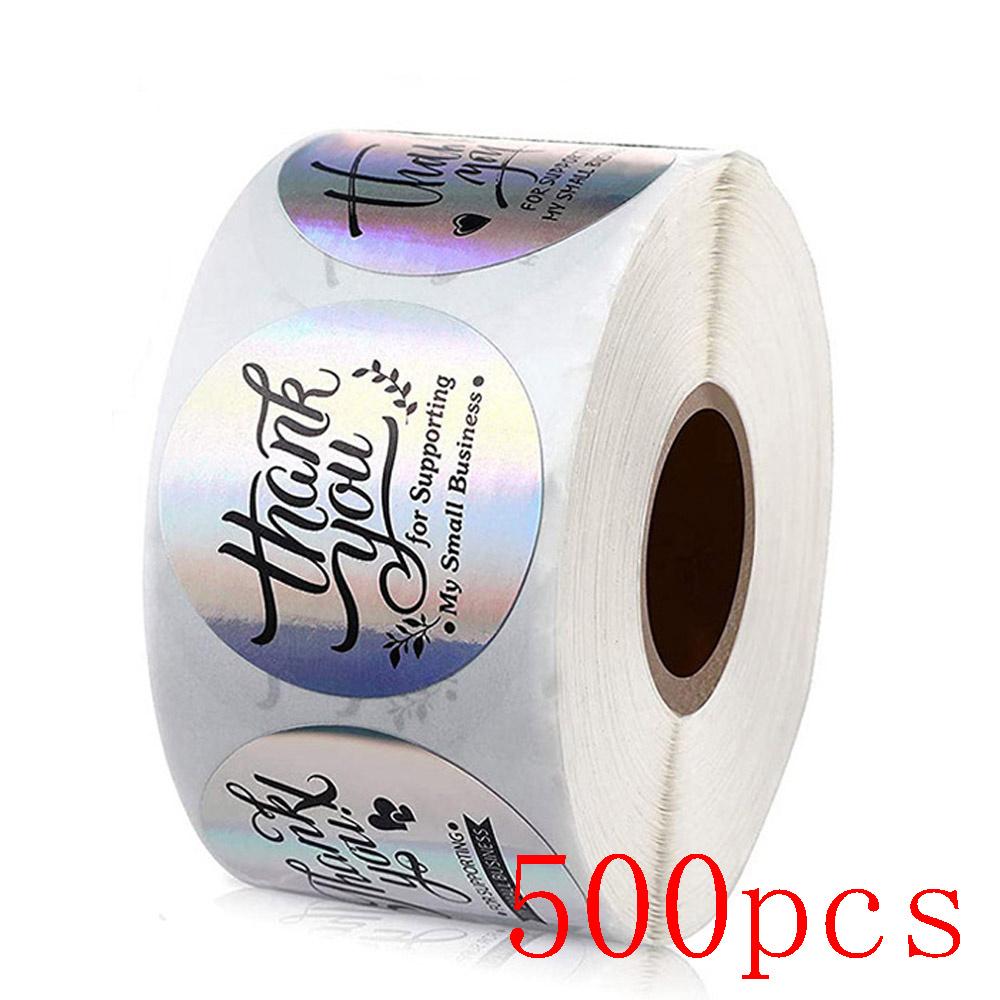 50-500Pcs Rainbow Laser Thank You Stickers 1 Inch White Thank You Small Business Sticker For Crafts Gift Packaging