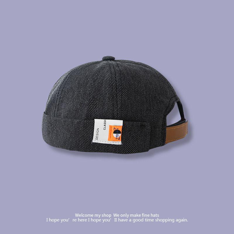 

Trendy Spring and Summer Street Cool Men s and Women s Beanie Chinese Landlord Hat Retro a Sailor s Cap Rogue Yuppie Hat Skullcap Global Marked-Black Grey M(56-58cm)