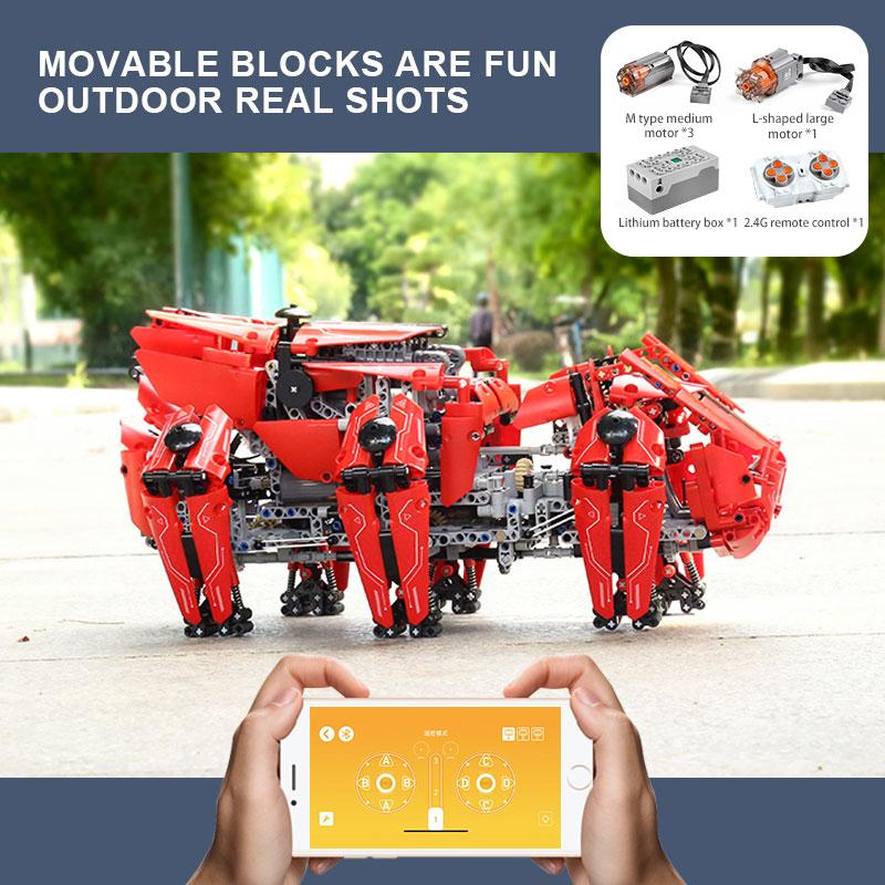 MOULD KING 20005 Technické stavební bloky APP Dálkové ovládání Robot Motorizovaný Walking Tank Model Cihly Dětské Hračky Vánoční dárek