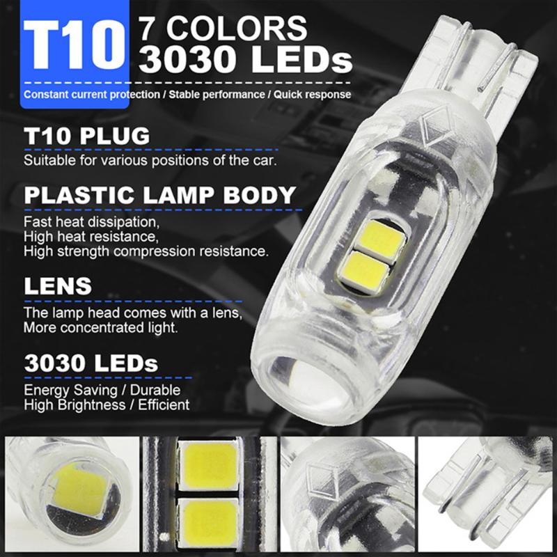 2 Pcs Strobe Flash T10 Led W5W 194 168 5Smd 2835 Turn Signal Bulb Car Interior Light Reading Door License Plate Wedge Lamp 12V