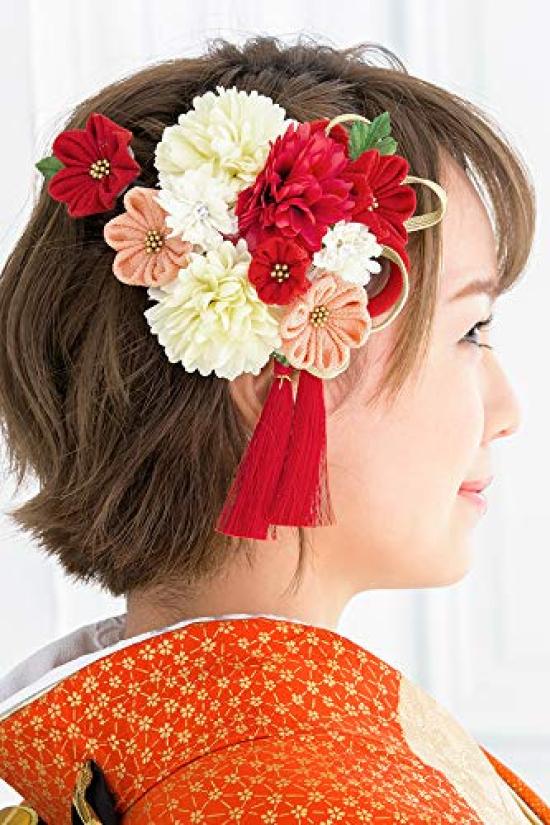 Hair Coming of Age Graduation Tsumami Ping Pong Tsumami Round Tassel Hair Graduation Made In Japan [SOUBIEN] Ornament, Ceremony, Ceremony, Craft,