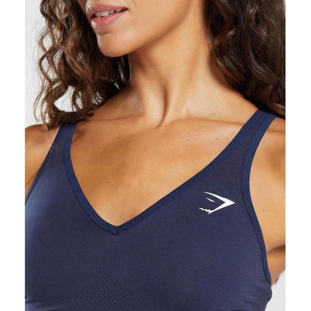 Gymshark Vital Seamless V Neck Sports Bra heaVy Blue  Marl B3a4k Ucw7