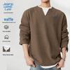 JEANSWEST LIFE Men's Waffle Faux Two-Piece Long Sleeve T-Shirt