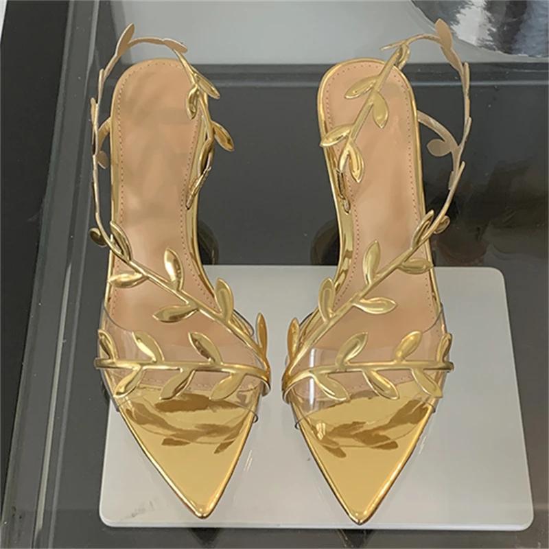 Street Style Fashion PVC Transparent Pointed Toe Women Sandals Street Prom Thin Heels Shoes Summer Zapatos De Mujer