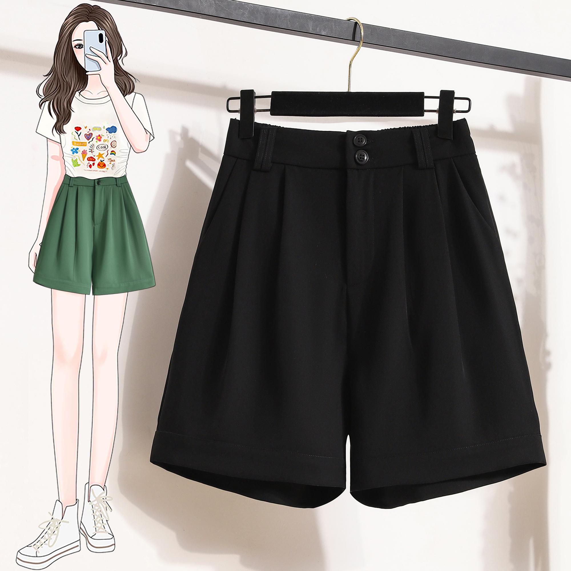 

DIMANAF 2025 Summer Style Plus Size Shorts Pants Women Basic High Waist Pants Loose Casual Female Solid Short Trousers M чёрный