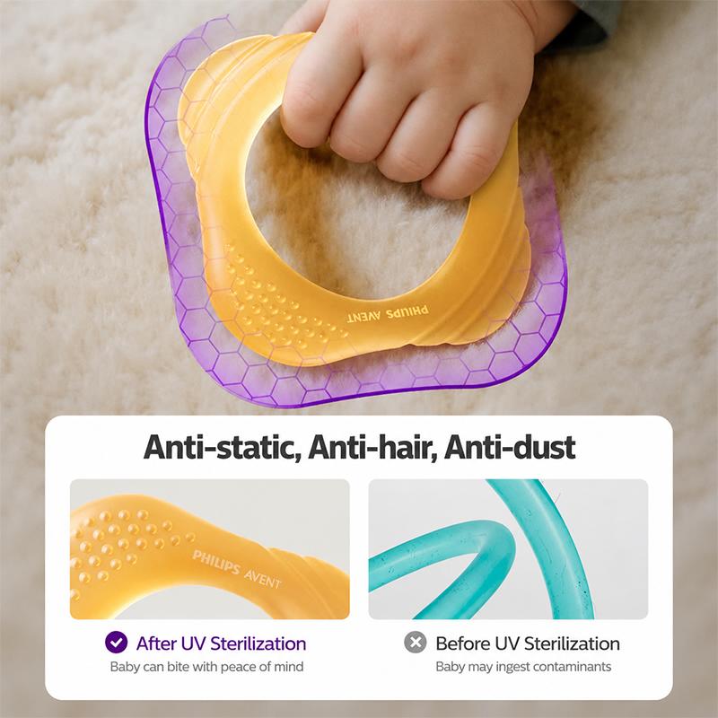 Philips Avent Babyring Silikon-Beißring (Zwei Farben: Bernsteigelb / Hellblau)