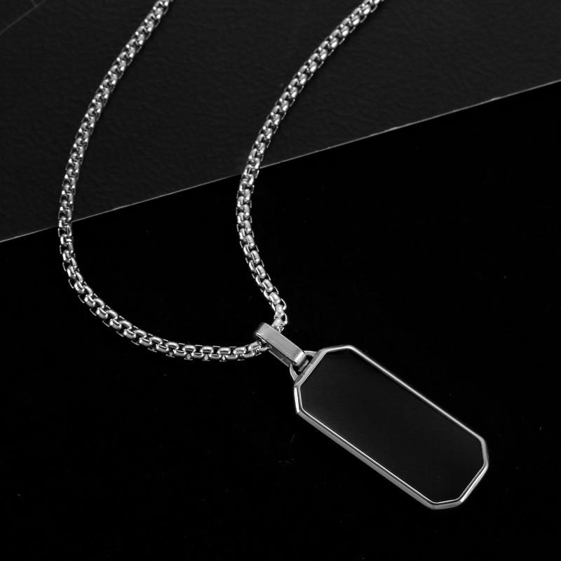 Men's Black Stainless Steel Drip Oil Necklace - Hip Hop Style Versatile Sweater Chain