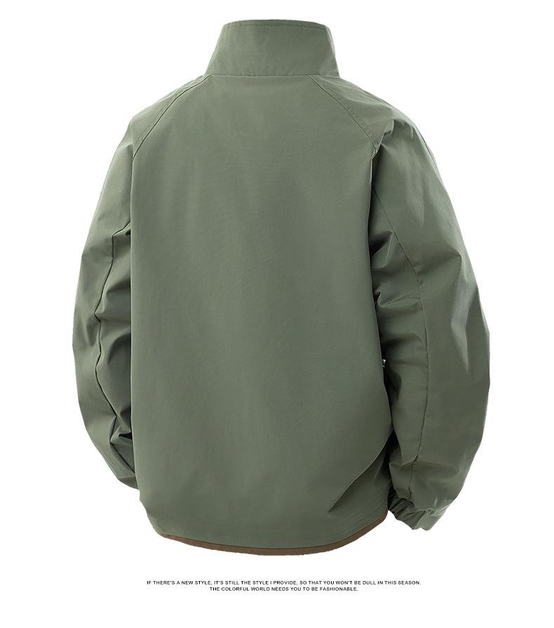 Men's Versatile Casual Stand Collar Jacket - 2025 Spring/Autumn, Loose Fit, Plus Size, Trendy Waterproof Workwear.