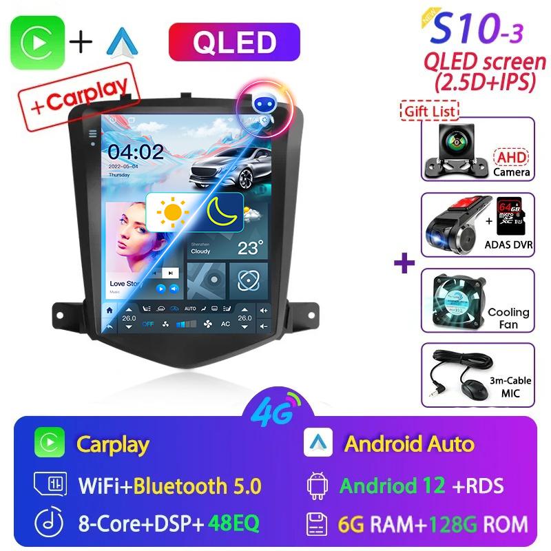 9.7" Android 12 Carplay Car Radio for Chevrolet Cruze J300 2008 - 2012 Multimedia Player 2 Din GPS Stereo DVD Head Unit