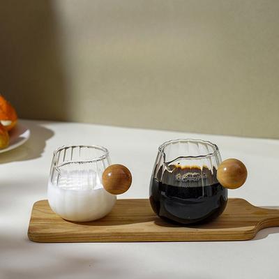 50/100/150 ml Szklanka do odmierzania espresso z drewnianym uchwytem DIY Dzbanek do mleka Akcesoria do kawy Przezroczysty kubek do odmierzania kuchennego