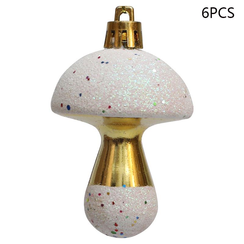 6Pcs Painted Mushroom Xmas Festival Decoration Window Christmas Tree Hanging Ornament