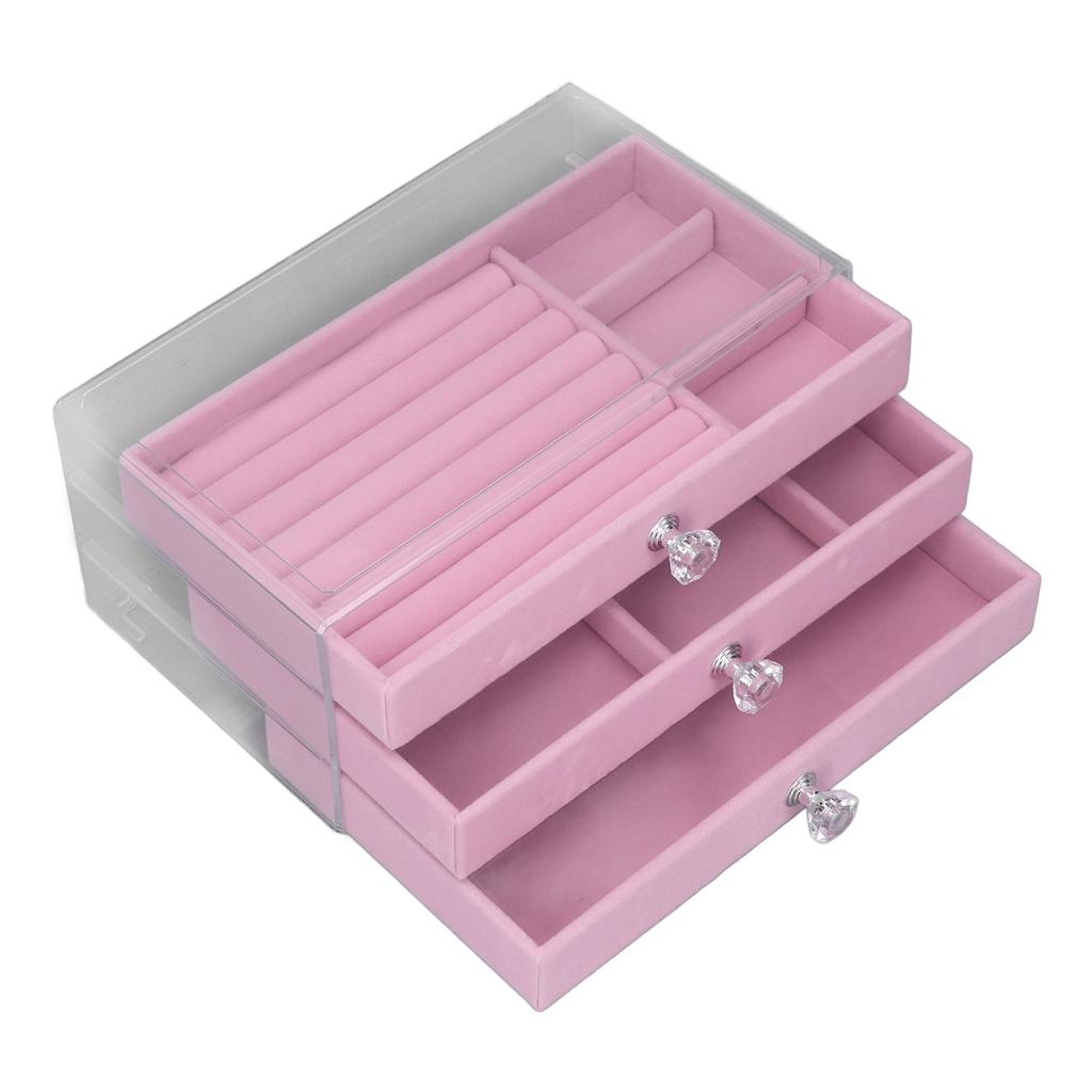 Acrylic Jewelry   3 Drawers Storage Box Transparent Jewelry Display Stand rrings Necklace Holder Case