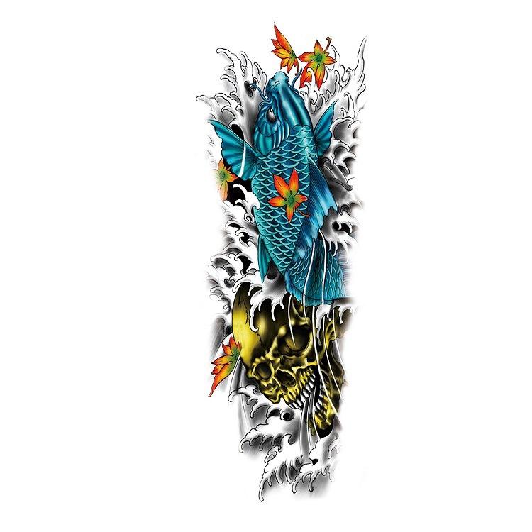 Flower Arm Tattoo Sticker Waterproof Men And Women Sticker Full Arm Waterproof Tattoo Sticker Ukiyo-E Painting Geisha Simulation Big Picture Sticker