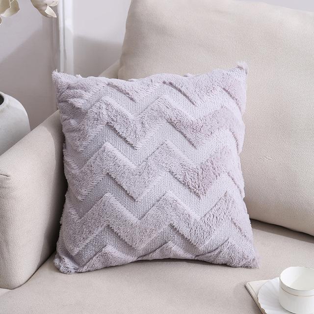Latest 45x45cm Plush-touch Throw Pillow Covers Solid Color Square Bolster Wool Pillow Case For Sofa Bedroom Car Cusihion Cover Decorative