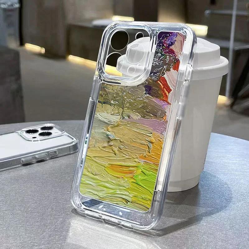 

Мягкий прозрачный чехол для телефона для iPhone 16 Pro Max 15 14 13 12 11 XS X XR 7 8 Plus SE 2022 с рисунком Банки с красками художника Прозрачная крышка iPhone 12 Mini
