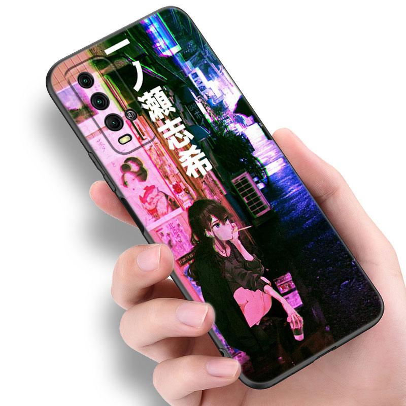 Anime Vaporwave Glitch Phone Case For Xiaomi Redmi Note 5 6 9T K20 K40 K50 Pro 7A 8A 9A 9C 9i 10A 10C A1 S2 TPU Black Cover