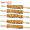 1-5PCS Christmas Snowflake Embossed Rolling Pin Wooden Dough Roller with Laser Cut Paisley Pattern for Holiday Baking